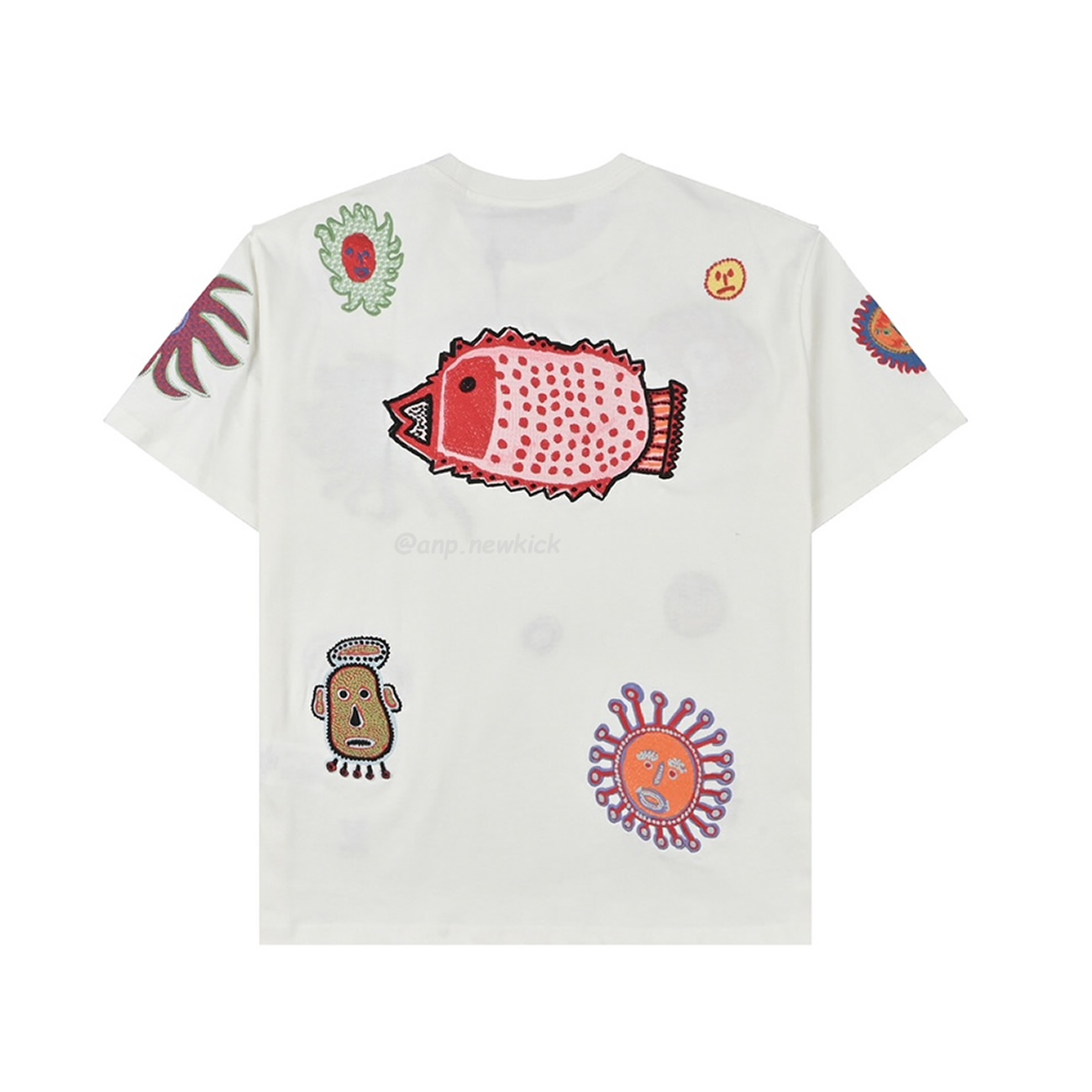 Louis Vuitton Sun Fish Barb Embroidered Couple Short Sleeved T Shirt (3) - newkick.org